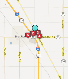 Map of Birch Run, IN hotels
