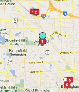 Map of Bloomfield Hills, IN hotels