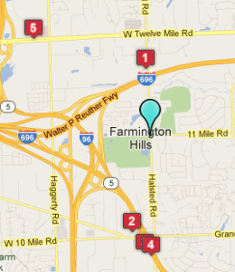 Map of Farmington Hills, IN hotels