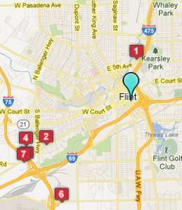 Map of Flint, IN hotels