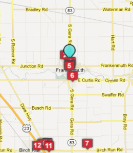 Map of Frankenmuth, IN hotels