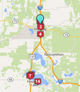 Map of Grayling, IN hotels