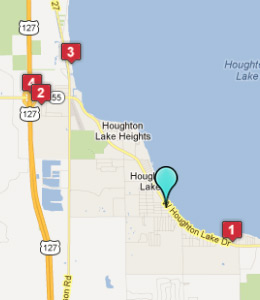 Map of Houghton Lake, IN hotels