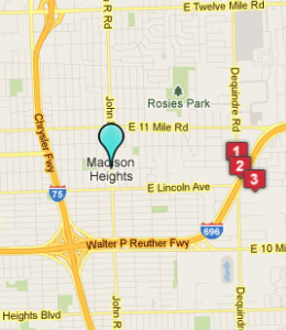 Map of Madison Heights, IN hotels