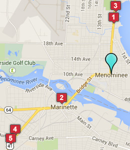 Map of Menominee, IN hotels