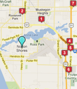 Map of Norton Shores, IN hotels