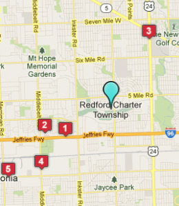 Map of Redford, IN hotels