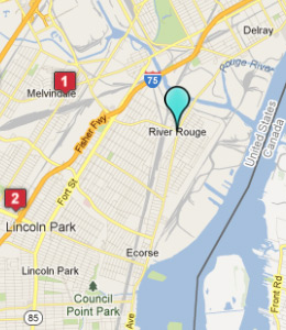 Map of River Rouge, IN hotels