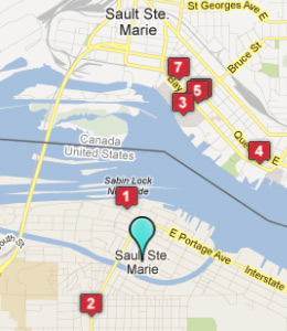 Map of Sault Ste Marie, IN hotels