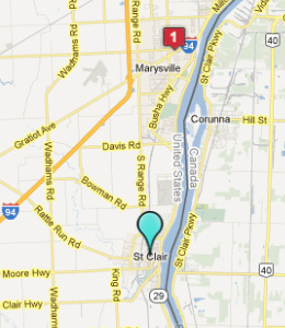 Map of St Clair, IN hotels