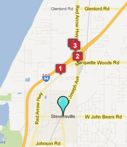 Map of Stevensville, IN hotels