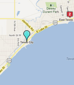 Map of Tawas City, IN hotels