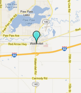 Map of Watervliet, IN hotels