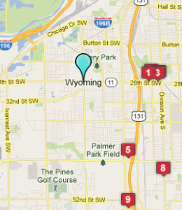 Map of Wyoming, IN hotels