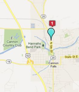 Map of Cannon Falls, IN hotels