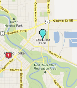Map of East Grand Forks, IN hotels