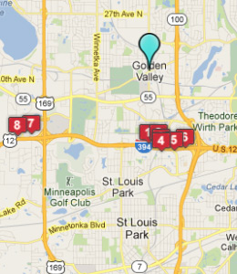Map of Golden Valley, IN hotels