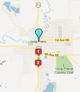 Map of Long Prairie, IN hotels