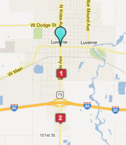 Map of Luverne, IN hotels