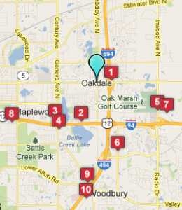 Map of Oakdale, IN hotels