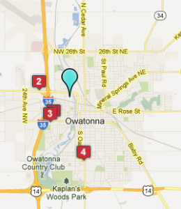 Map of Owatonna, IN hotels