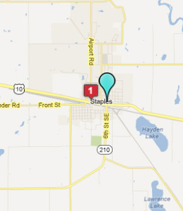 Map of Staples, IN hotels