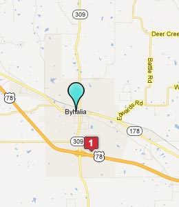 Map of Byhalia, MS hotels