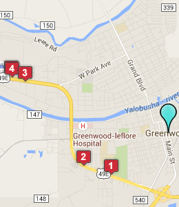 Map of Greenwood, MS hotels