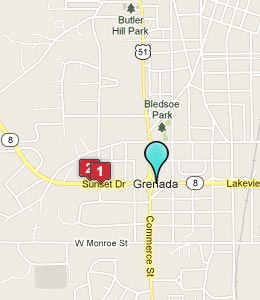 Map of Grenada, MS hotels
