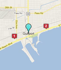 Map of Gulfport, MS hotels
