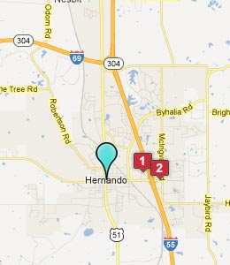 Map of Hernando, MS hotels