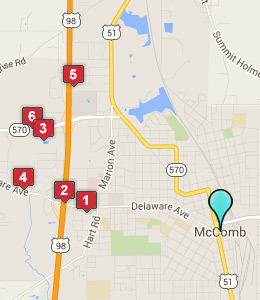 Map of McComb, MS hotels
