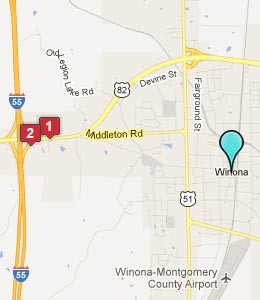 Map of Winona, MS hotels