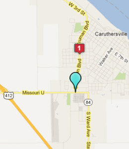 Map of Caruthersville, IN hotels