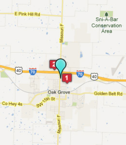 Map of Oak Grove, IN hotels