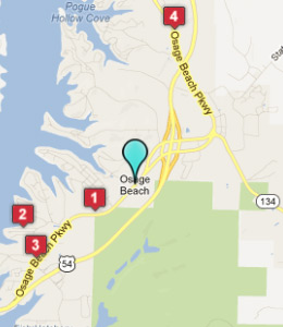 Map of Osage Beach, IN hotels