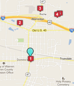 Map of Warrenton, IN hotels