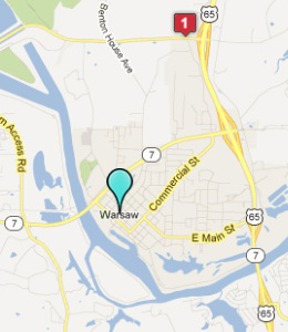 Map of Warsaw, IN hotels