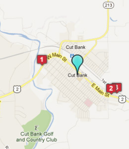 Map of Cut Bank, IN hotels