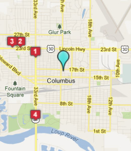 Map of Columbus, IN hotels