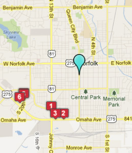Map of Norfolk, IN hotels