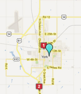 Map of York, IN hotels