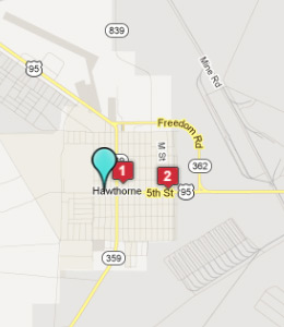 Map of Hawthorne, NV hotels