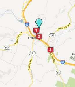 Map of Franconia, IN hotels
