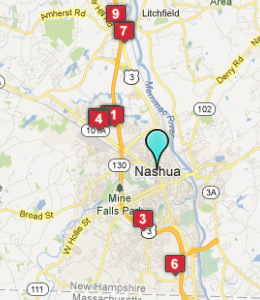 Map of Nashua, IN hotels