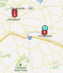 Map of Amsterdam, NY hotels
