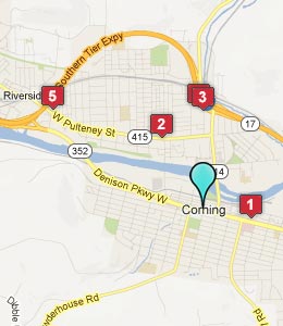 Map of Corning, NY hotels