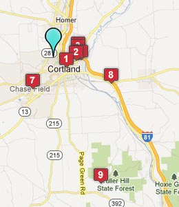 Map of Cortland, NY hotels