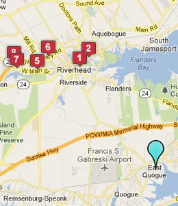 Map of East Quogue, NY hotels