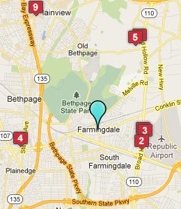 Map of Farmingdale, NY hotels